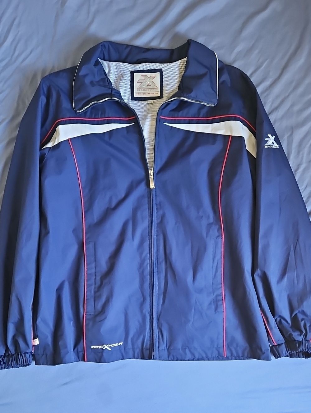 ZeroXposur Navy Bomber Jacket with White and Red Trim